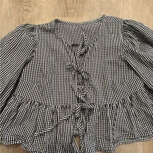 Cotton Black and White Gingham Blouse